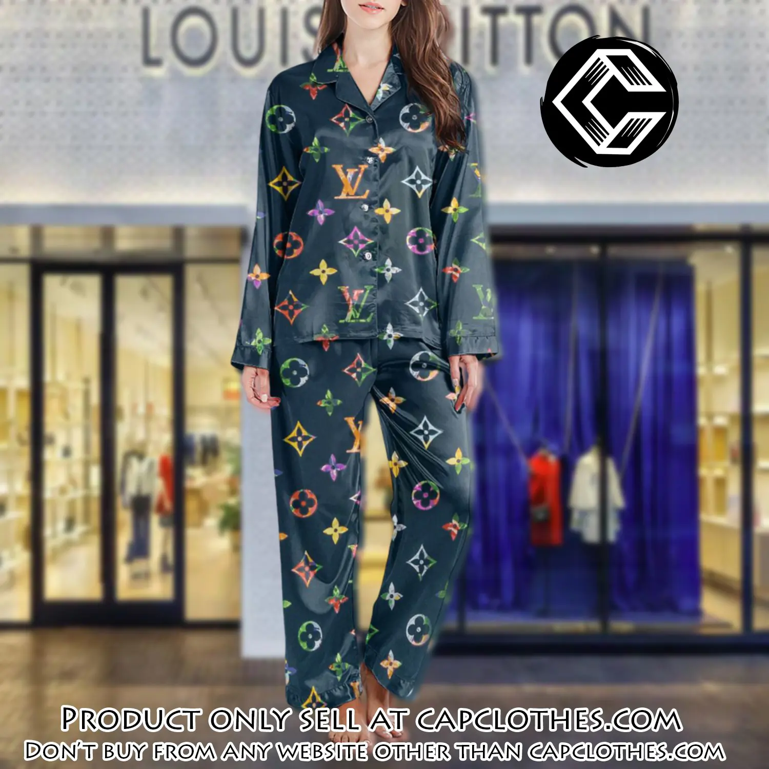 Lv monogram long satin pajama set pjs1012 cc1746628